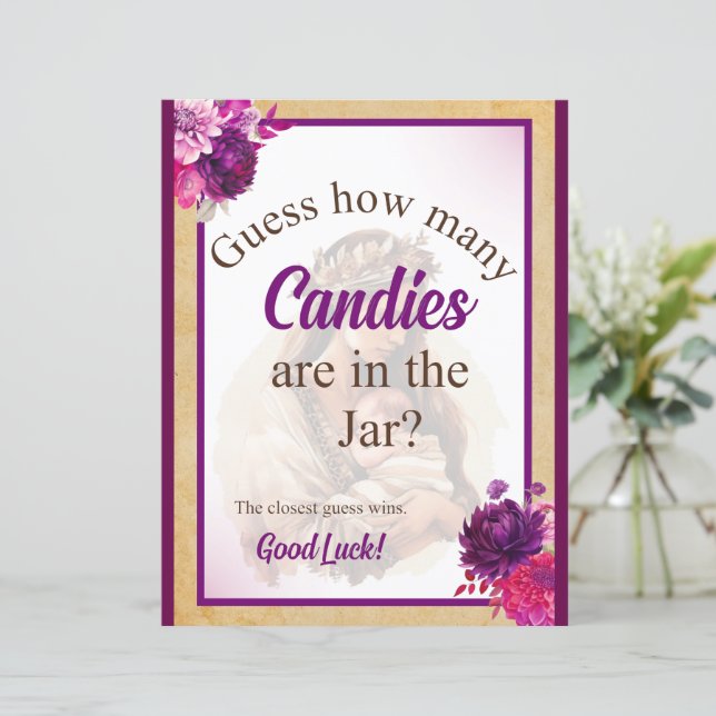 Lámina Juego Purple Boho Baby Shower Candy Jar (Anverso de pie)