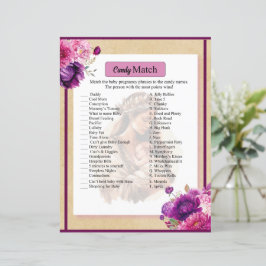 Lámina Juego Purple Boho Baby Shower Candy Match