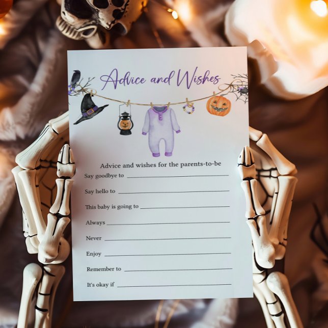 Lámina Juego Purple Little Boo Halloween con consejos y d (Halloween Baby Clothes Baby Shower Advice and Wishes Game)