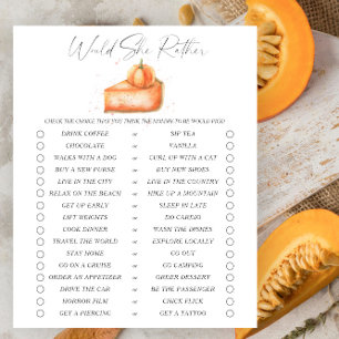 Lámina Juego "¿Qué Preferiría" para baby shower de pastel