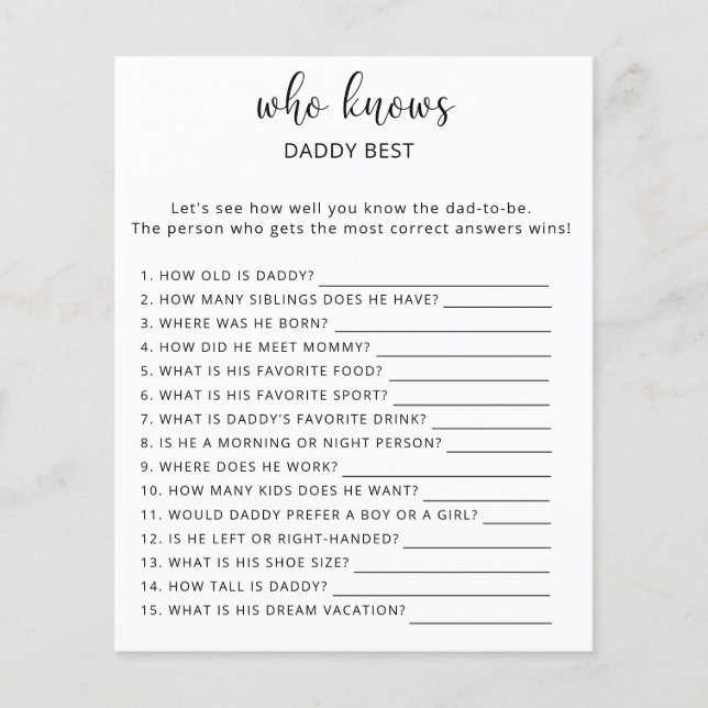 Lámina Juego Quién conoce mejor a PAPÁ (Anverso)