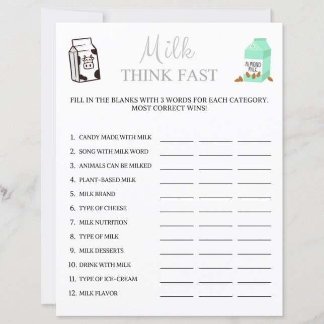 Lámina Juego rápido de reflexión sobre la leche (Anverso)