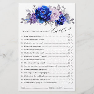 Lámina Juego Royal Blue Lilac Purple Floral Bridal Shower