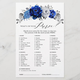 Lámina Juego Royal Blue White Silver Floral Bridal Shower