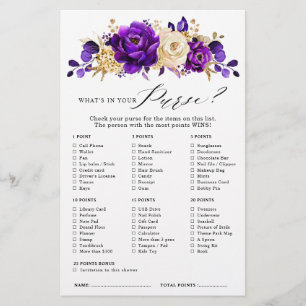 Lámina Juego Royal Purple Violet Gold Floral Bridal Showe