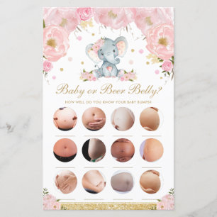 Lámina Juego Rubor Floral Cute Elephant Baby o Bebe Belly