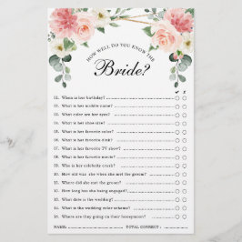 Lámina Juego Rubor Pink Floral Geométrico Bridal Shower