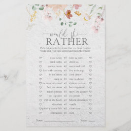 Lámina Juego Rubor Pink Garden Flowers Bridal Shower