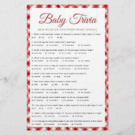 Lámina Juego Rustic Gingham Baby Shower Trivia