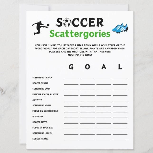 Lámina Juego Scattergories (Anverso)