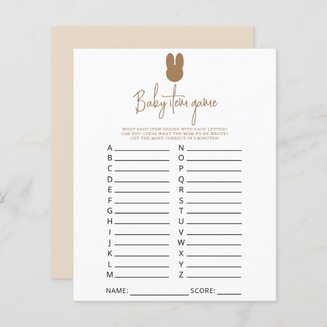 Lámina Juego simple de artículos para bebés. Juego Baby S (Anverso / Reverso)