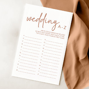 Lámina Juego simple Terracota & White Bridal Shower A-Z