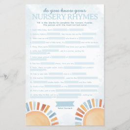 Lámina Juego Sunshine Baby Shower Nursery Rhyme