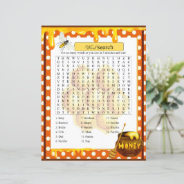 Lámina Juego Sweet Honeybee Baby Shower Word Search