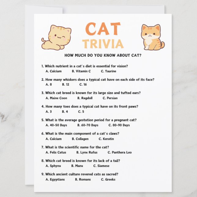 Lámina Juego Trivia de gato (Anverso)