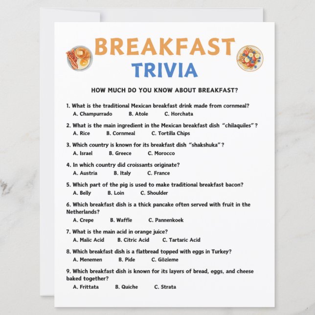 Lámina Juego Trivia Desayuno (Anverso)