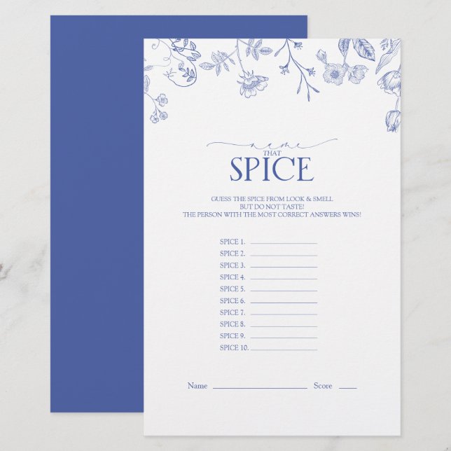 Lámina Juego victoriano de ducha azul y blanca (Anverso / Reverso)