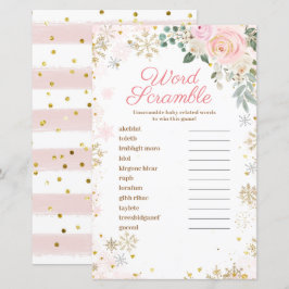 Lámina Juego Word Scramble Winter Floral Rosa Copos de ni