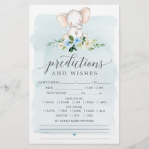 Juegos Baby Shower de doble cara de Elefante Azul