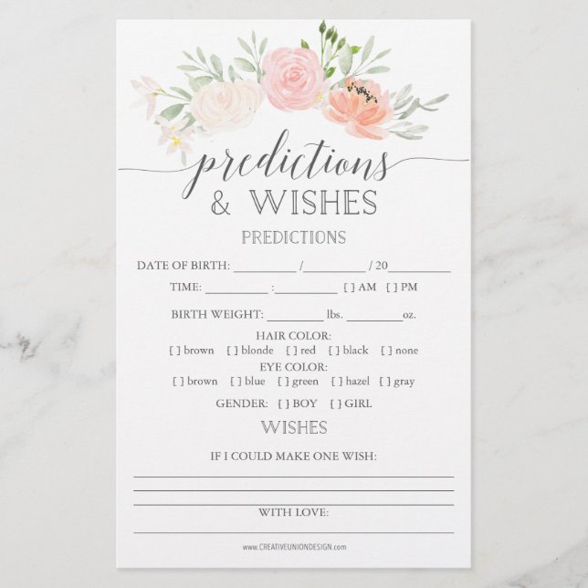 Lámina Juegos Baby Shower de doble cara de Pastel Rubor (Anverso)