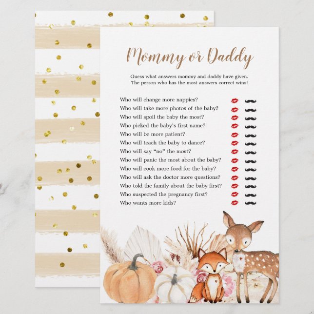 Lámina Juegos Boho Woodland Pumpkin Mami o Daddy (Anverso / Reverso)