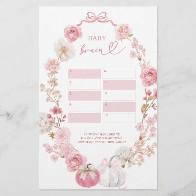 Lámina Juegos cerebrales de bebé de calabaza blanca y ros (Anverso)