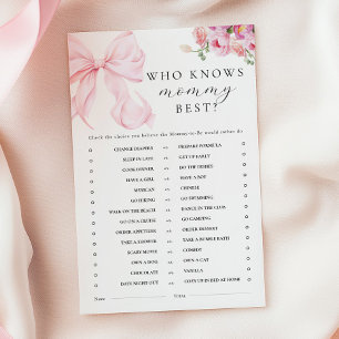 Lámina Juegos de Actividades de Baby Shower con Lazo Rosa