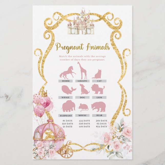 Lámina Juegos de animales preñados Royal Princess Pink Ca (Anverso)