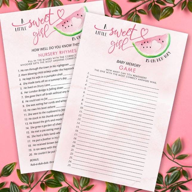 Lámina Juegos de Baby Shower de doble cara de la sandía d (Subido por el creador)