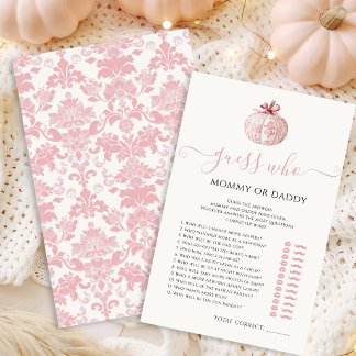 Lámina Juegos de Baby Shower de Niña Calabaza Rosa Mamá o