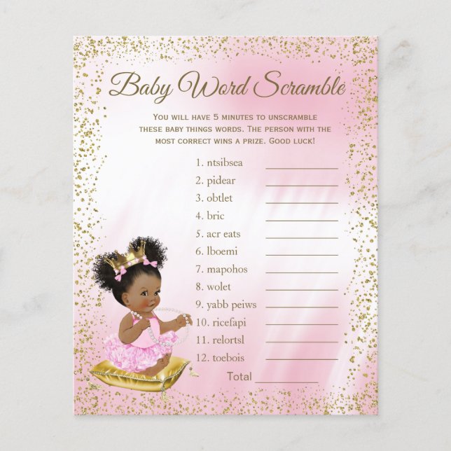 Lámina Juegos de Baby Shower de princesas étnicas (Anverso)