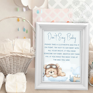 Lámina Juegos de Baby Shower 'Teddy Bear Don't Say Baby'