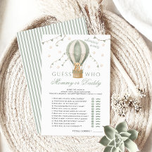 Juegos de Baby Shower verdes con globo aerostático