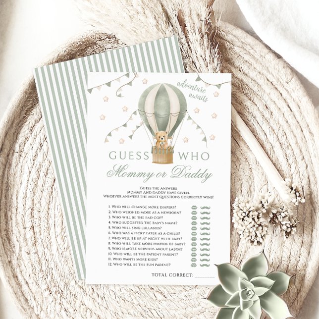 Lámina Juegos de Baby Shower verdes con globo aerostático (Subido por el creador)