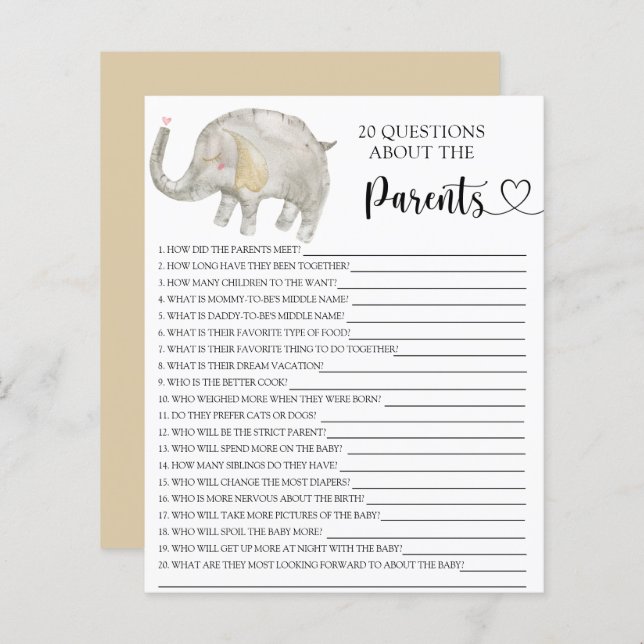 Lámina Juegos de Balloon Silver Elephant sobre los padres (Anverso / Reverso)