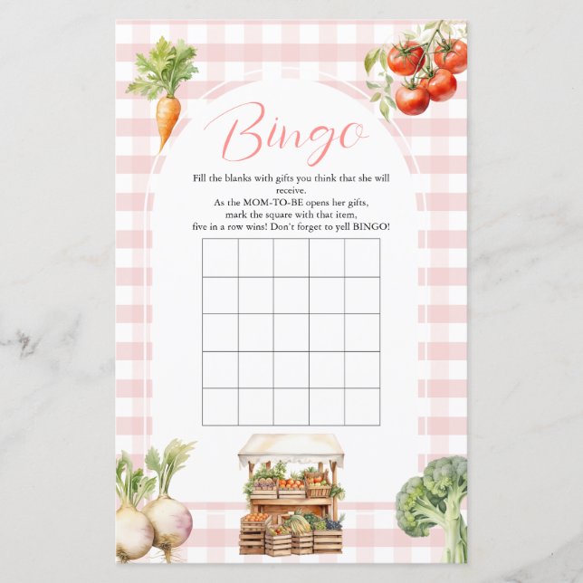 Lámina Juegos de bingo Baby Shower de mercado fresco de p (Anverso)