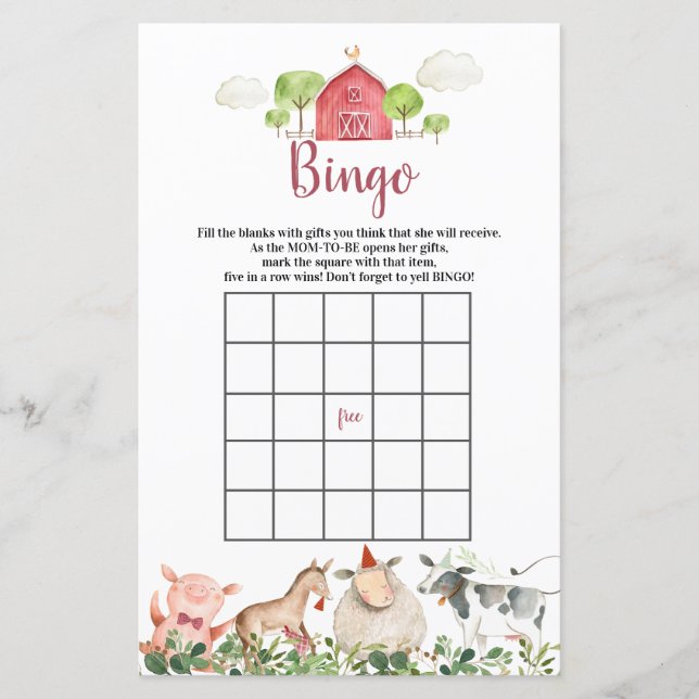 Lámina Juegos de bingo de Barnyard House (Anverso)