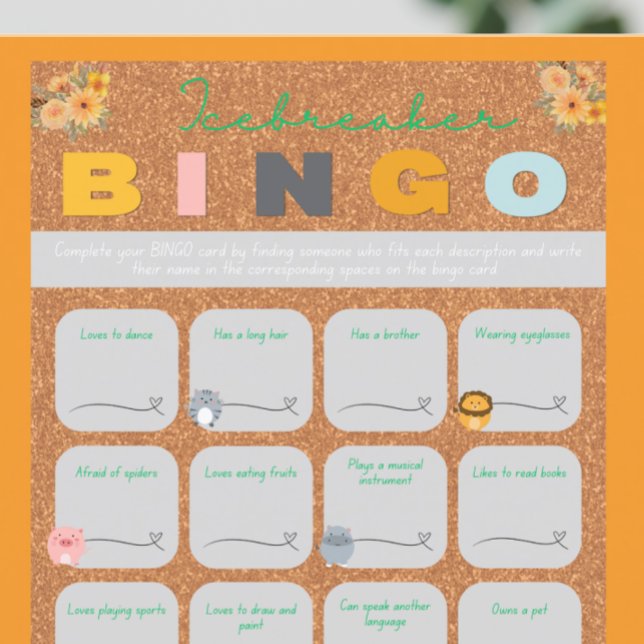 Lámina Juegos de bingo de rompecabezas con naranja de duc (bingo baby shower game)