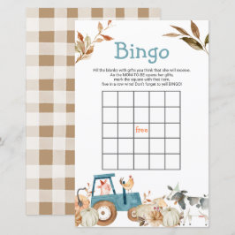 Lámina Juegos de bingo floral de la granja animal Tractor