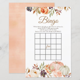 Lámina Juegos de Bingo Floral Rústico de Calabaza de Otoñ