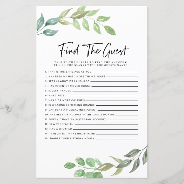 Lámina Juegos de Despedida de Soltera Encuentra al Invita (Anverso)