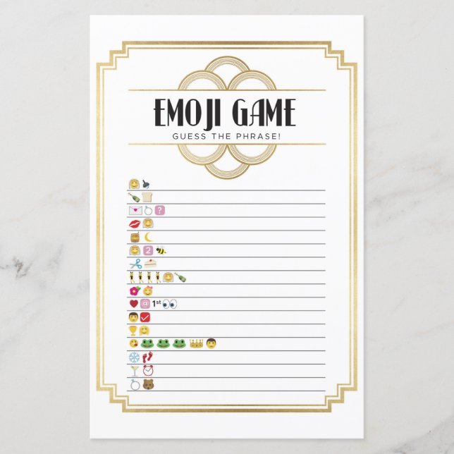 Lámina Juegos de ducha de novias adivinan juego de Emoji  (Anverso)