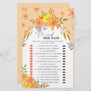 Lámina Juegos De Ducha De Novias Dijo Que Dijo Calabaza