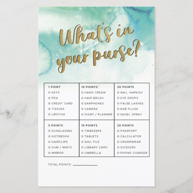 Lámina Juegos de ducha de novias qué hay en tu juego de b (Anverso)