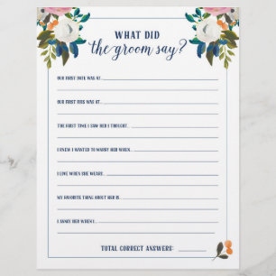 Lámina Juegos de duchas de novias lo que dijo el novio