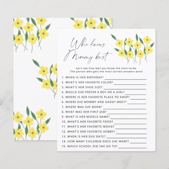 Lámina Juegos de flores silvestres quién conoce mejor a m (Anverso / Reverso)