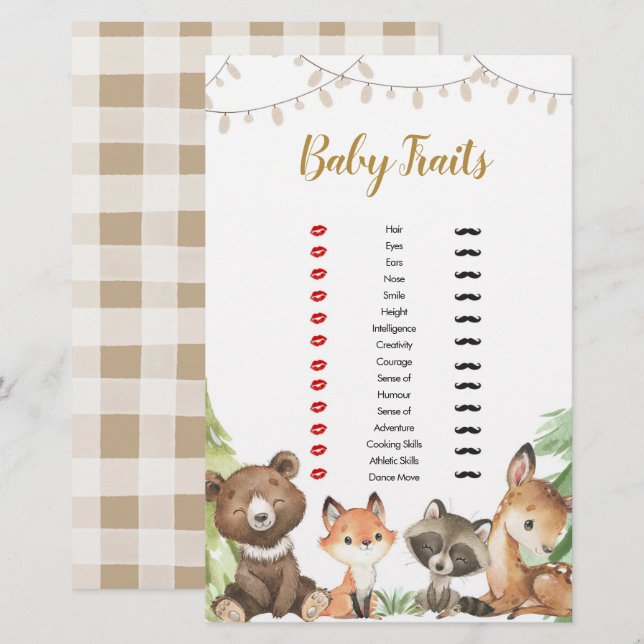Lámina Juegos de la marca Baby Woodland Baby Shower (Anverso / Reverso)