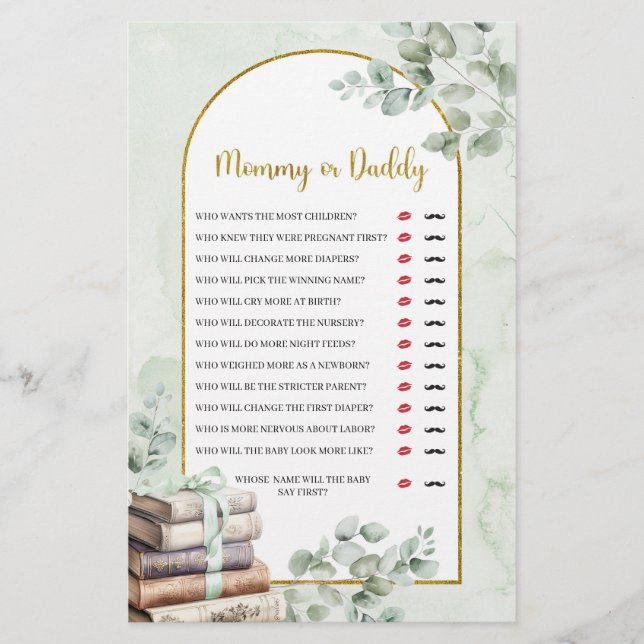 Lámina Juegos de papi o mami de libro de cuentos verde (Anverso)