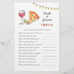 Lámina Juegos de Pizza y Wine Bridal Shower Trivia<br><div class="desc">Tema "Pizza y amor" Bridal Ducha Trivia juego que presenta una maleta de color acuático pintada a mano y el globo. Personaliza la parte posterior de la tarjeta con el nombre de la novia y la fecha de la ducha.</div>