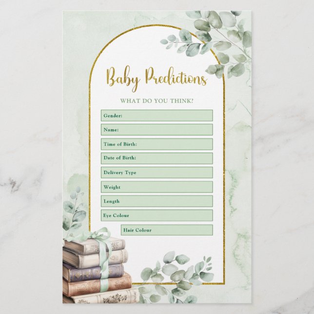 Lámina Juegos de Predicciones para Bebés con un libro de  (Anverso)